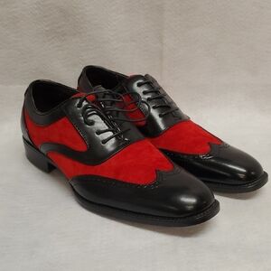 Sio 8.5 Two Toned Elegant Black and Red Men's Oxfords